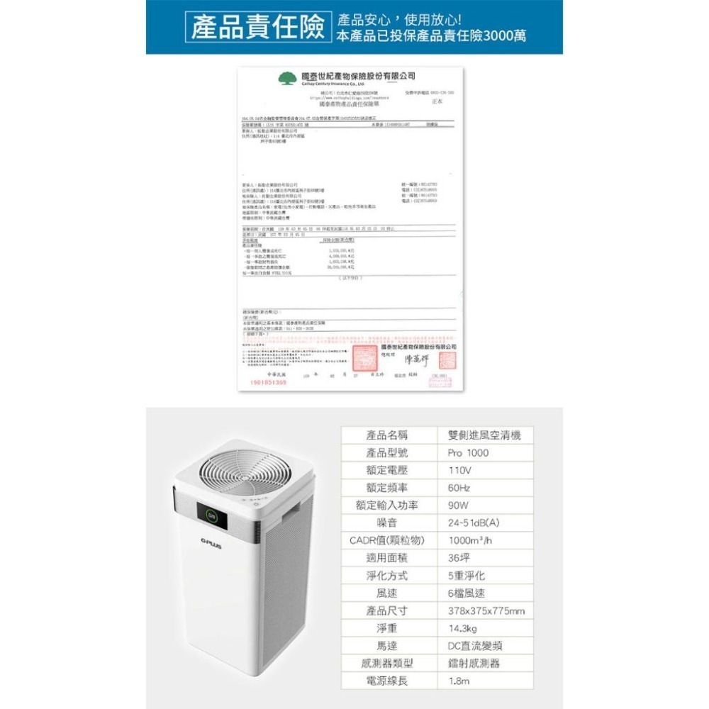 【GPLUS】 雙側進風空氣清淨機 PRO1000-細節圖10
