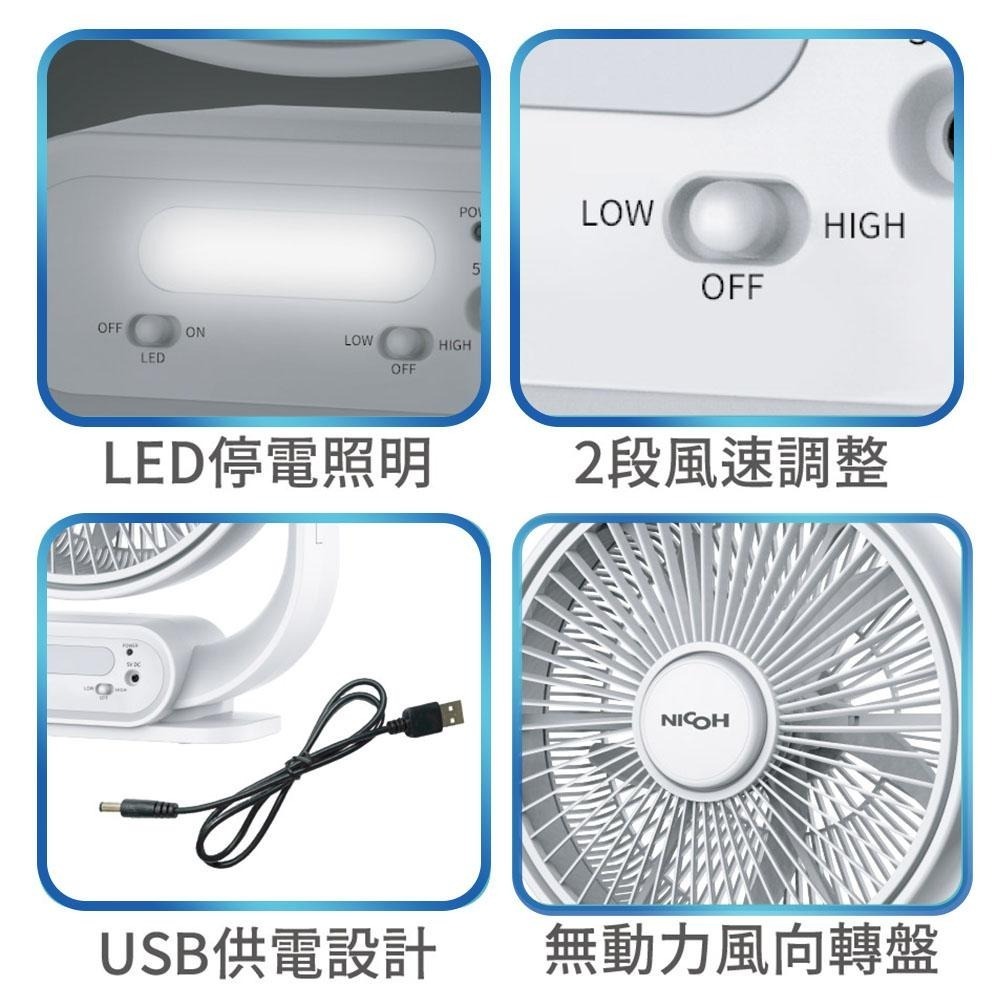【日本 NICOH 】12吋DC-USB供電風扇 NDC-F12W 停電露營最愛｜可攜式風扇｜靜音循環扇-細節圖7