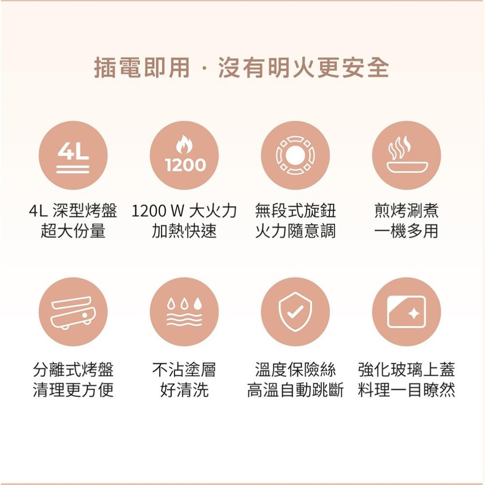 【AIWA 愛華】 4L 電烤盤 AI-DKL02G 深型烤盤 分離式設計-細節圖3