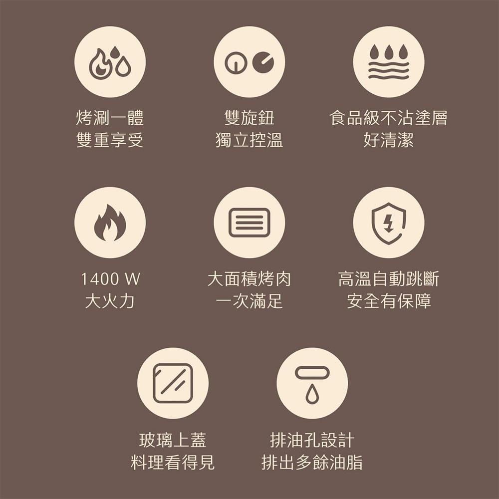 【AIWA 愛華】 多功能料理盤AI-GEH3 煎烤盤 火鍋燒烤兩用盤 中秋節烤肉必備-細節圖2