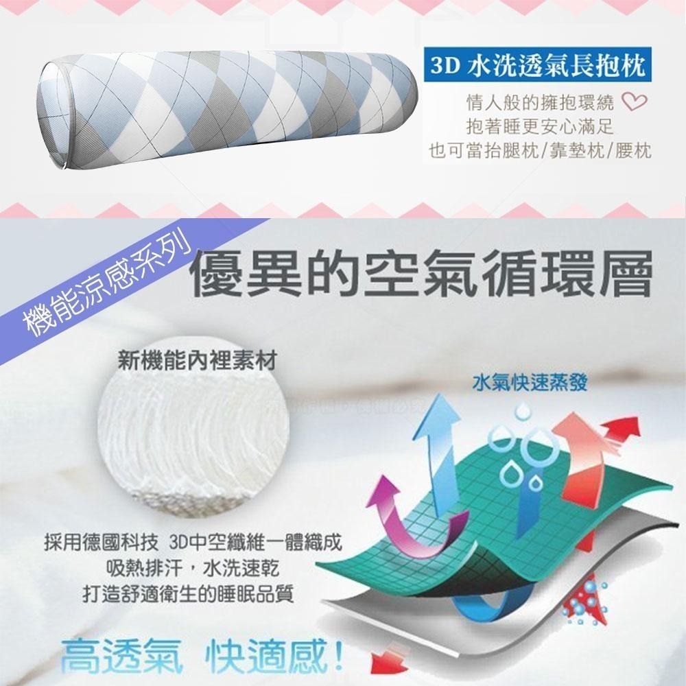 【蓓舒眠】 3D水洗透氣長抱枕 抬腿枕/靠墊枕/腰枕 抗菌防螨-細節圖5