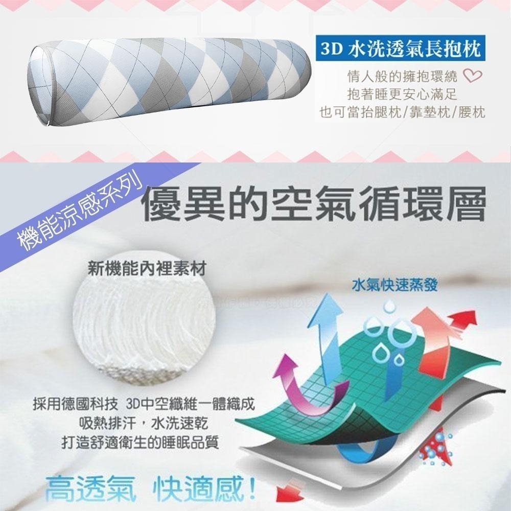 【蓓舒眠】 3D水洗透氣長抱枕 抬腿枕/靠墊枕/腰枕 抗菌防螨-細節圖5