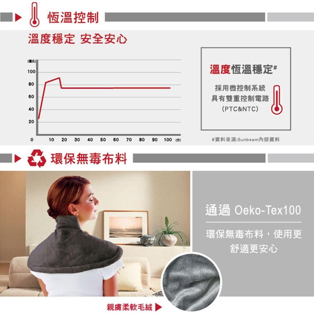 美國 夏繽Sunbeam 電熱披肩 氣質灰 (肩頸專用熱敷墊) 000885 台灣原廠公司貨 二年保固-細節圖5