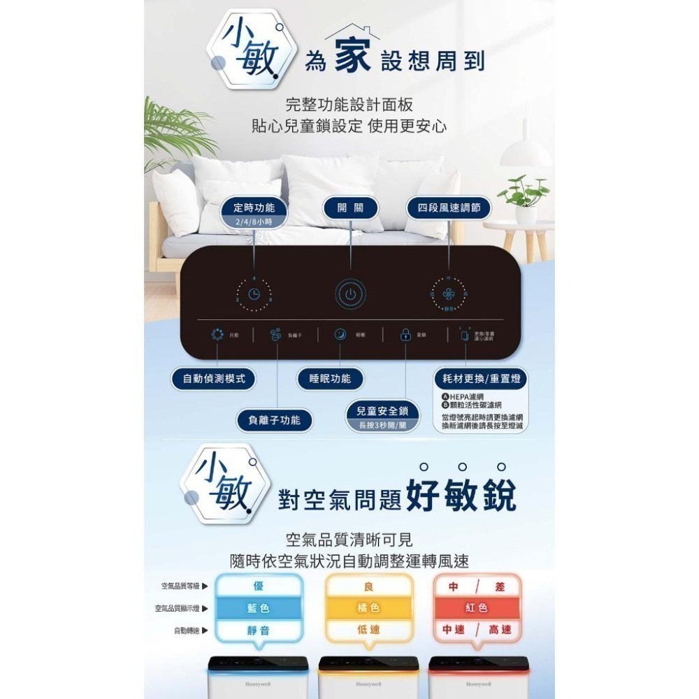Honeywell 抗敏負離子空氣清淨機 HPA-710WTWV1 / HPA710WTWV1 710 小敏 原廠公司貨-細節圖6