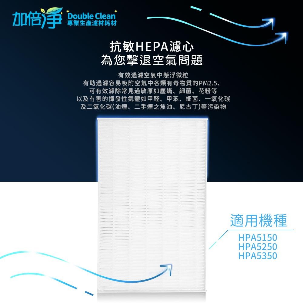 【加倍淨】HEPA濾心 適用 Honeywell HPA  5150 5250 5350 WTW WTWV1 空氣清淨機-細節圖2