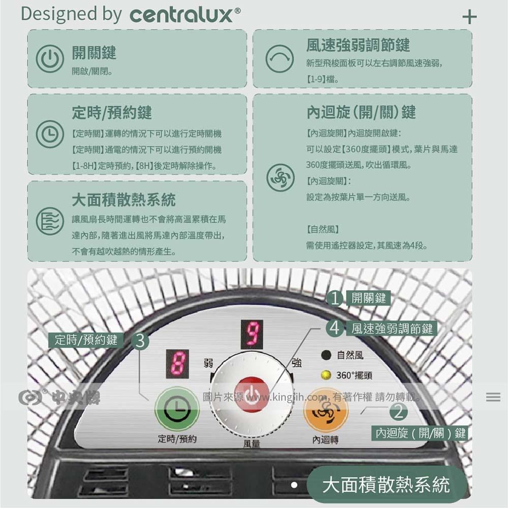 中央牌 18吋DC變頻節能內旋遙控循環桌扇 KDF-182SR-細節圖8