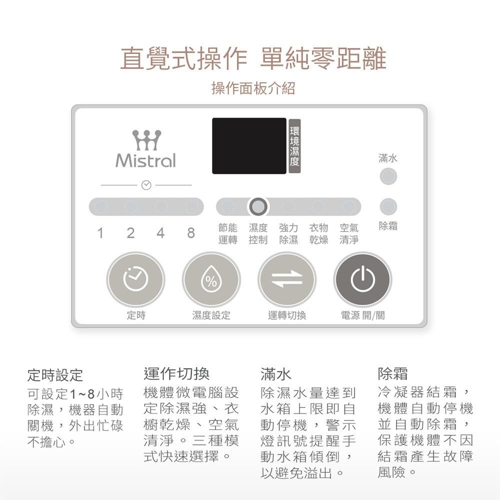 【Mistral 美寧】 12L薄型液晶智慧節能除濕機 JR-S65D 黃色【一級節能可退稅500元】-細節圖8