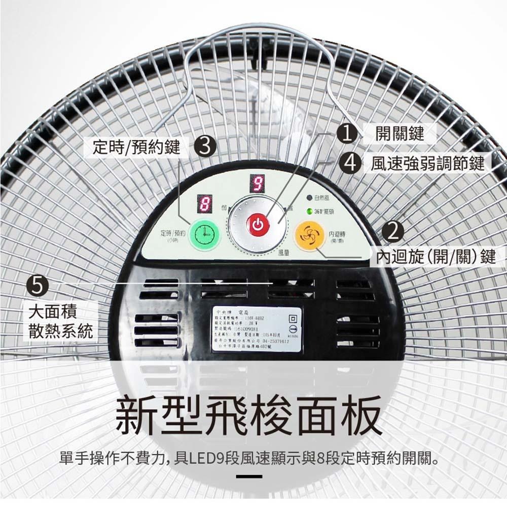 中央牌 12吋不銹鋼DC內旋循環立扇 KDS-121SR-W白色 KDS-121SR-C古銅色 KDS-121SR-B黑-細節圖6