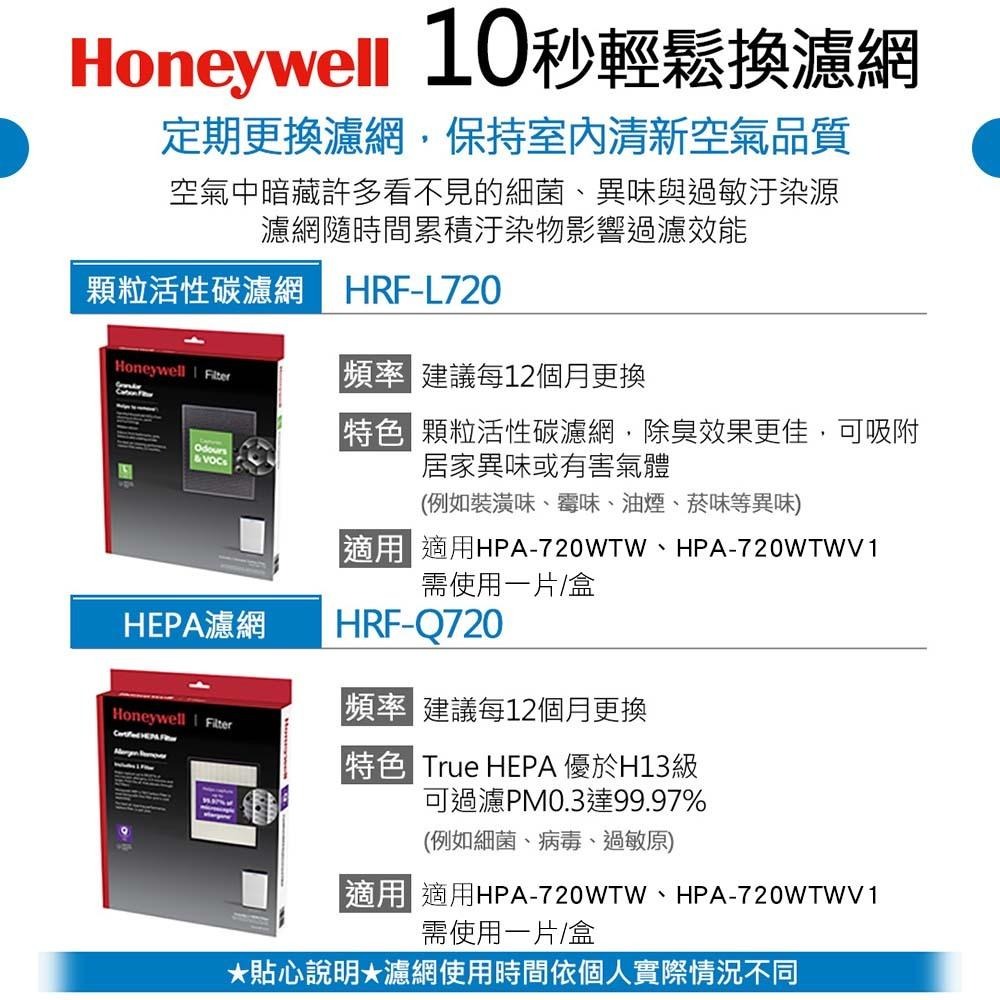 Honeywell HPA-720WTWV1 720 空氣清淨機 一年份原廠濾網組 HRF-Q720+ HRF-L720-細節圖5