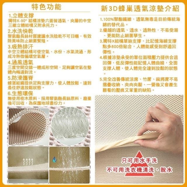 蓓舒眠 3D立體彈簧透氣水洗涼墊 單人3尺 / 單人加大3.5尺 / 雙人5尺 / 雙人加大6尺 / 雙人特大6*7尺-細節圖5