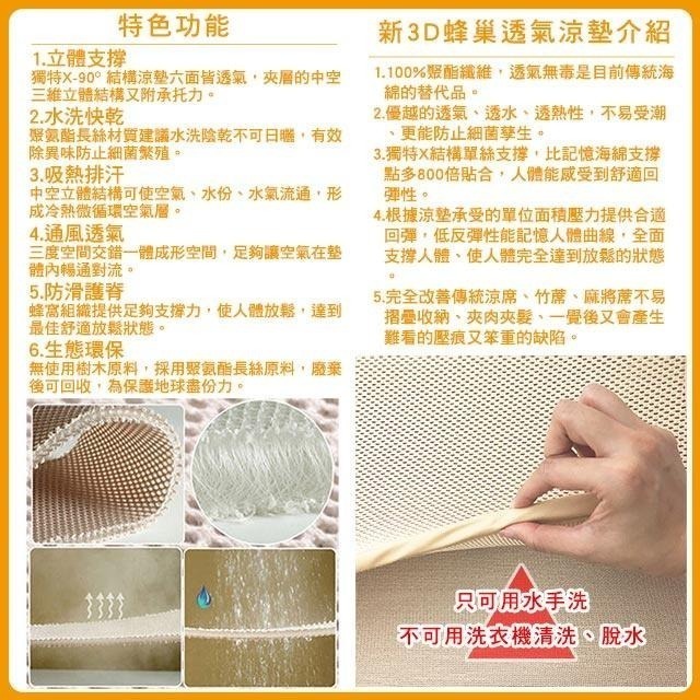 蓓舒眠 3D立體彈簧透氣水洗涼墊 單人3尺 / 單人加大3.5尺 / 雙人5尺 / 雙人加大6尺 / 雙人特大6*7尺-細節圖5