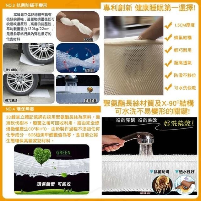 蓓舒眠 3D立體彈簧透氣水洗涼墊 單人3尺 / 單人加大3.5尺 / 雙人5尺 / 雙人加大6尺 / 雙人特大6*7尺-細節圖6