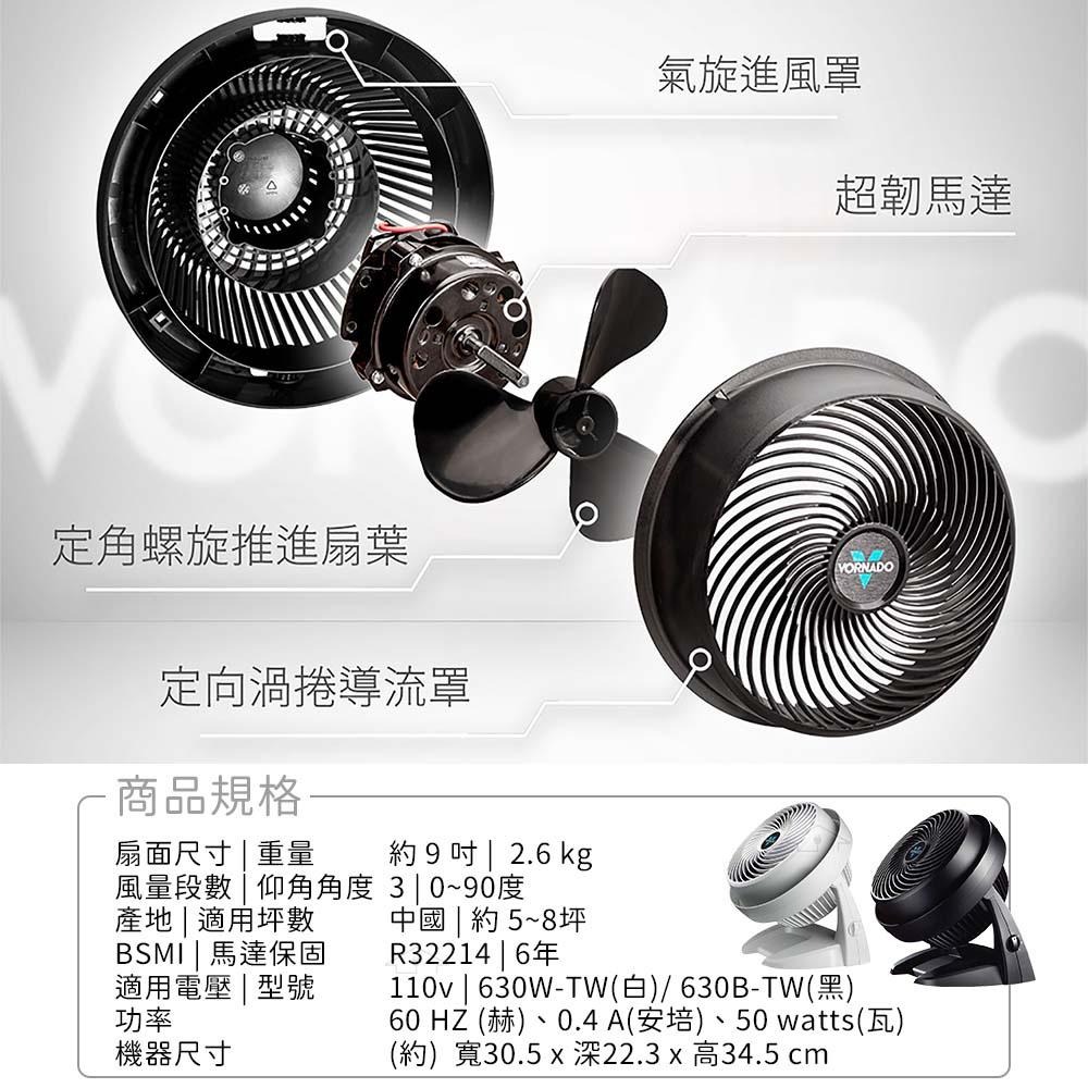 現貨 美國VORNADO沃拿多 渦流空氣循環機 循環扇 630-TW 630B-TW黑色/630W-TW白色 5-8坪用-細節圖7