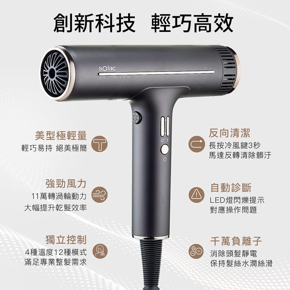 【sOlac】沙龍級護髮專業型負離子吹風機SD-1000 SD1000 鈦金灰SD-1000G /珍珠白SD-1000W-細節圖4