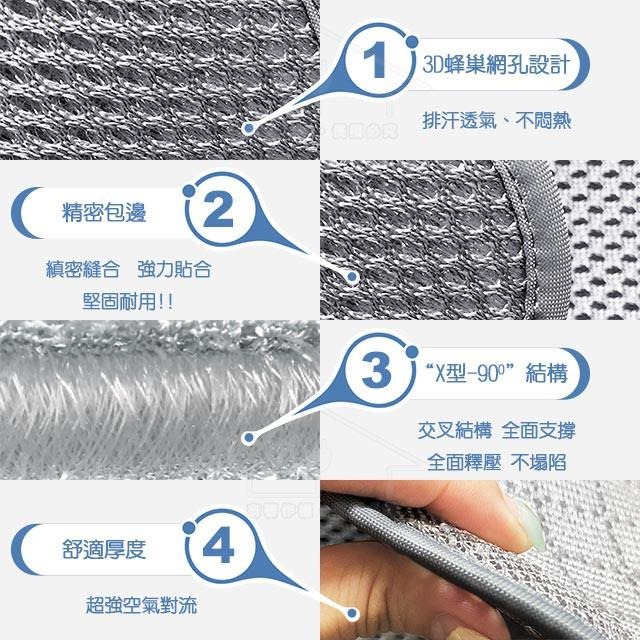 【蓓舒眠】3D立體透氣汽車前座坐墊2入 (2張汽車椅墊+2個頭枕墊)-細節圖6