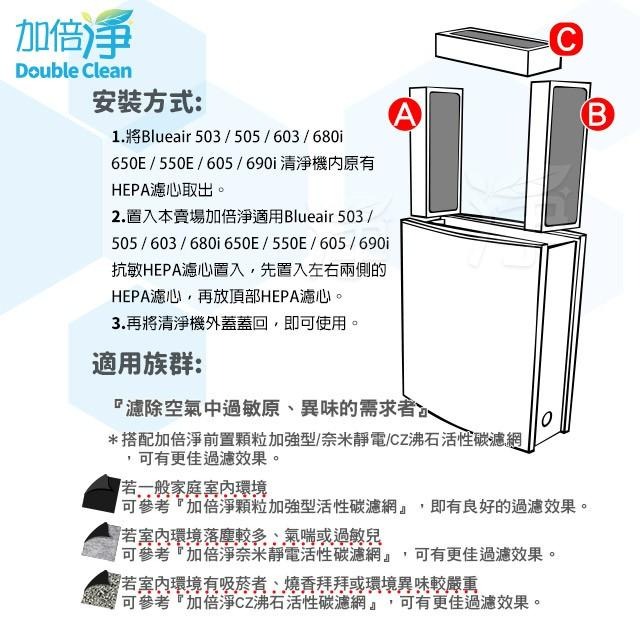 【加倍淨】Blueair 503 505 603 680i 650E 550E 605 690i 抗敏HEPA活性碳濾網-細節圖5