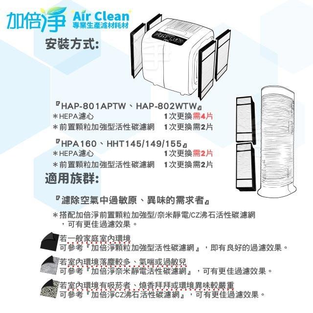 加倍淨 HAP-801APTW/HAP-802WTW Honeywell空氣清淨機一年份耗材【濾心*4+活性碳濾網*8】-細節圖5