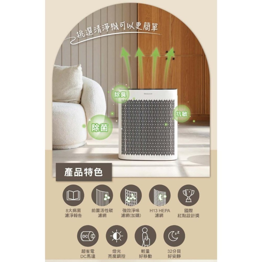 福利品Honeywell 抗敏空氣清淨機 HPA-5350WTW HPA-5350WTWV1 小淨 5350 原廠公司貨-細節圖5