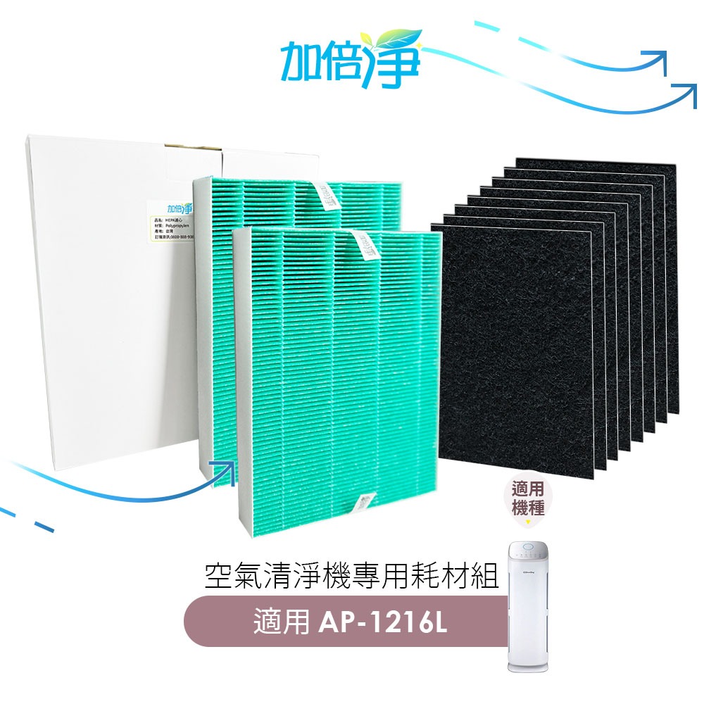 【加倍淨】HEPA濾心*2+活性碳濾網*8 適用Coway格威AP-1216L 加護抗敏型空氣清淨機 兩年份耗材組-規格圖8