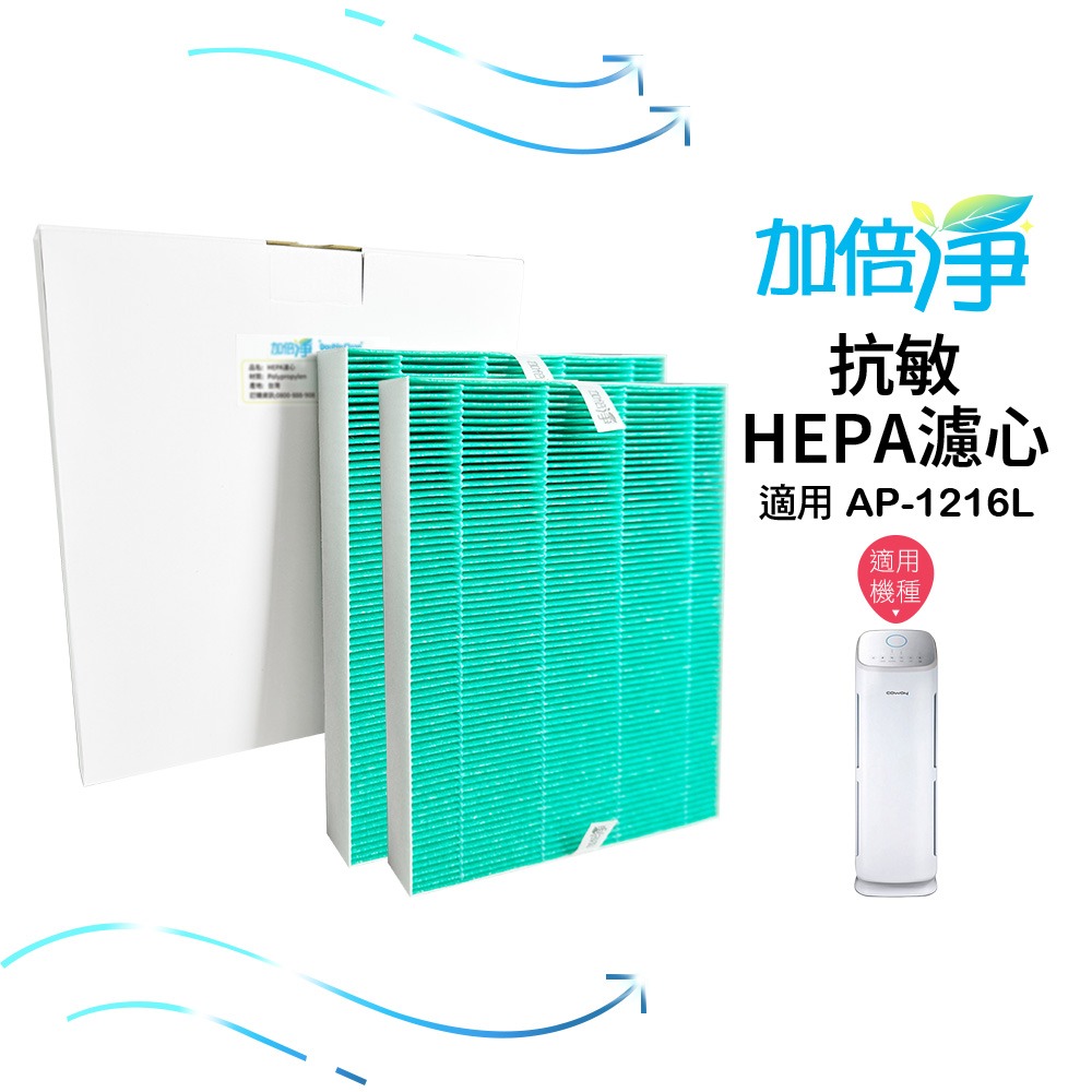【加倍淨】HEPA濾心*2+活性碳濾網*8 適用Coway格威AP-1216L 加護抗敏型空氣清淨機 兩年份耗材組-規格圖8