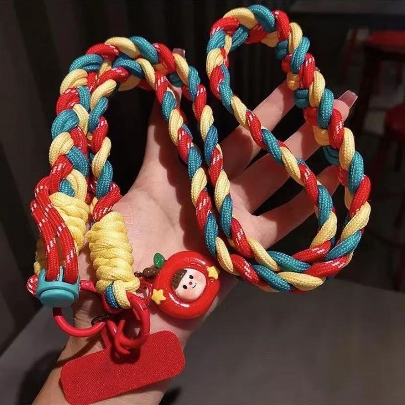 ❤️‍🔥可用折價卷❤️‍🔥撞色系手機背帶加粗六股編織-規格圖1