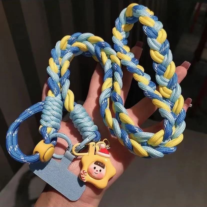 ❤️‍🔥可用折價卷❤️‍🔥撞色系手機背帶加粗六股編織-規格圖1