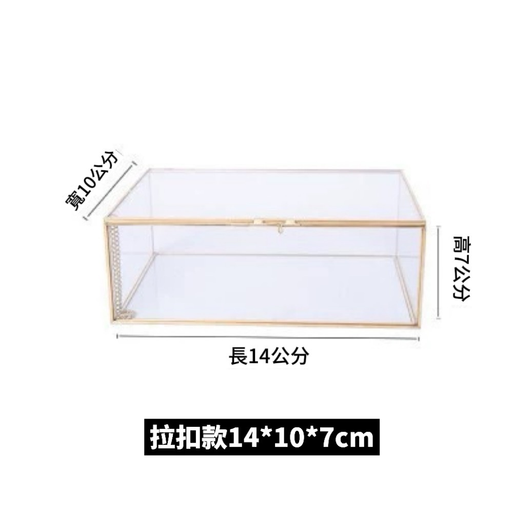 〔預購免運〕熱門商品🔥歐美復古銅色玻璃盒 方形首飾盒 翻蓋古典收納盒 玻璃盒 飾品盒 花藝盒 網紅同款youtube-規格圖8