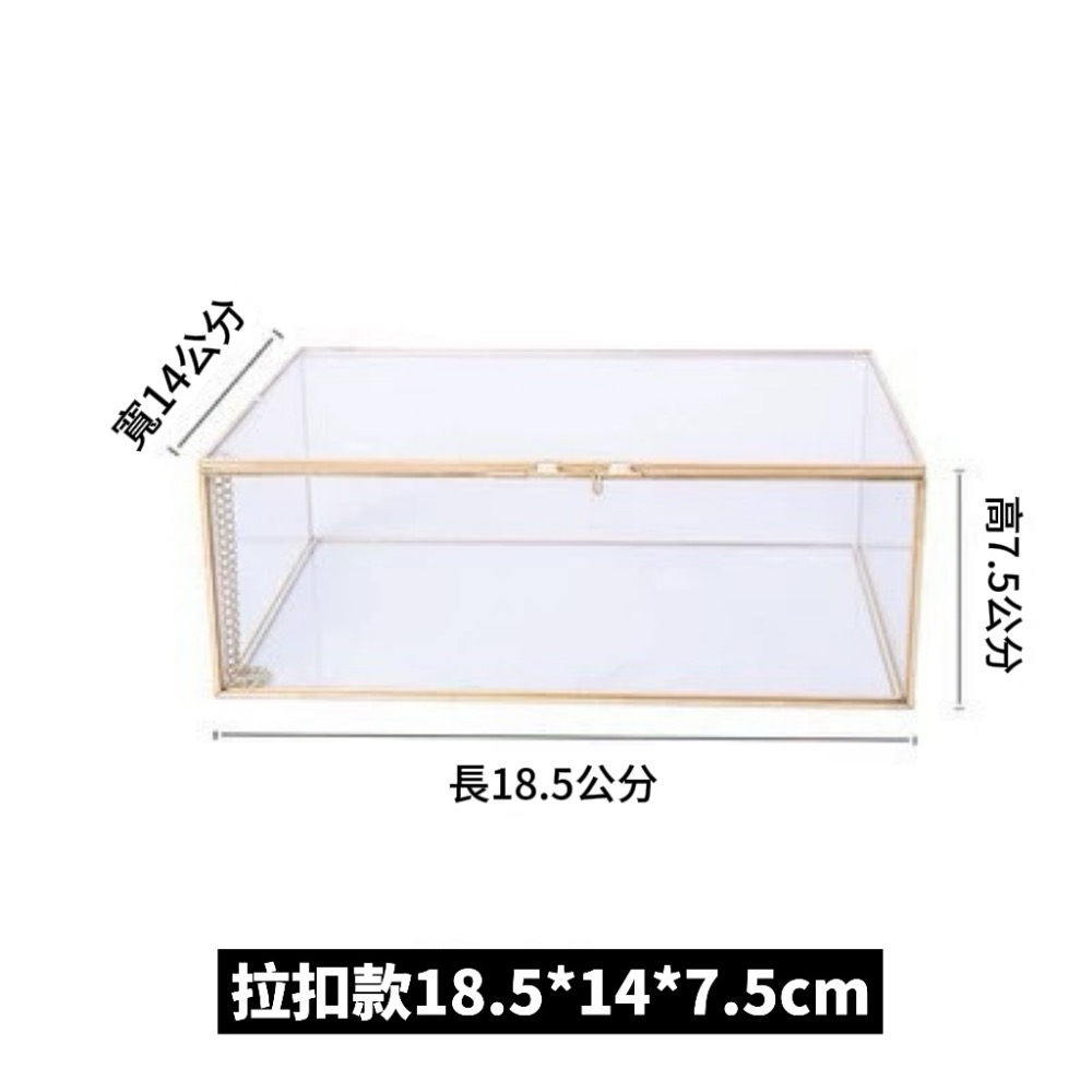 〔預購免運〕熱門商品🔥歐美復古銅色玻璃盒 方形首飾盒 翻蓋古典收納盒 玻璃盒 飾品盒 花藝盒 網紅同款youtube-規格圖8