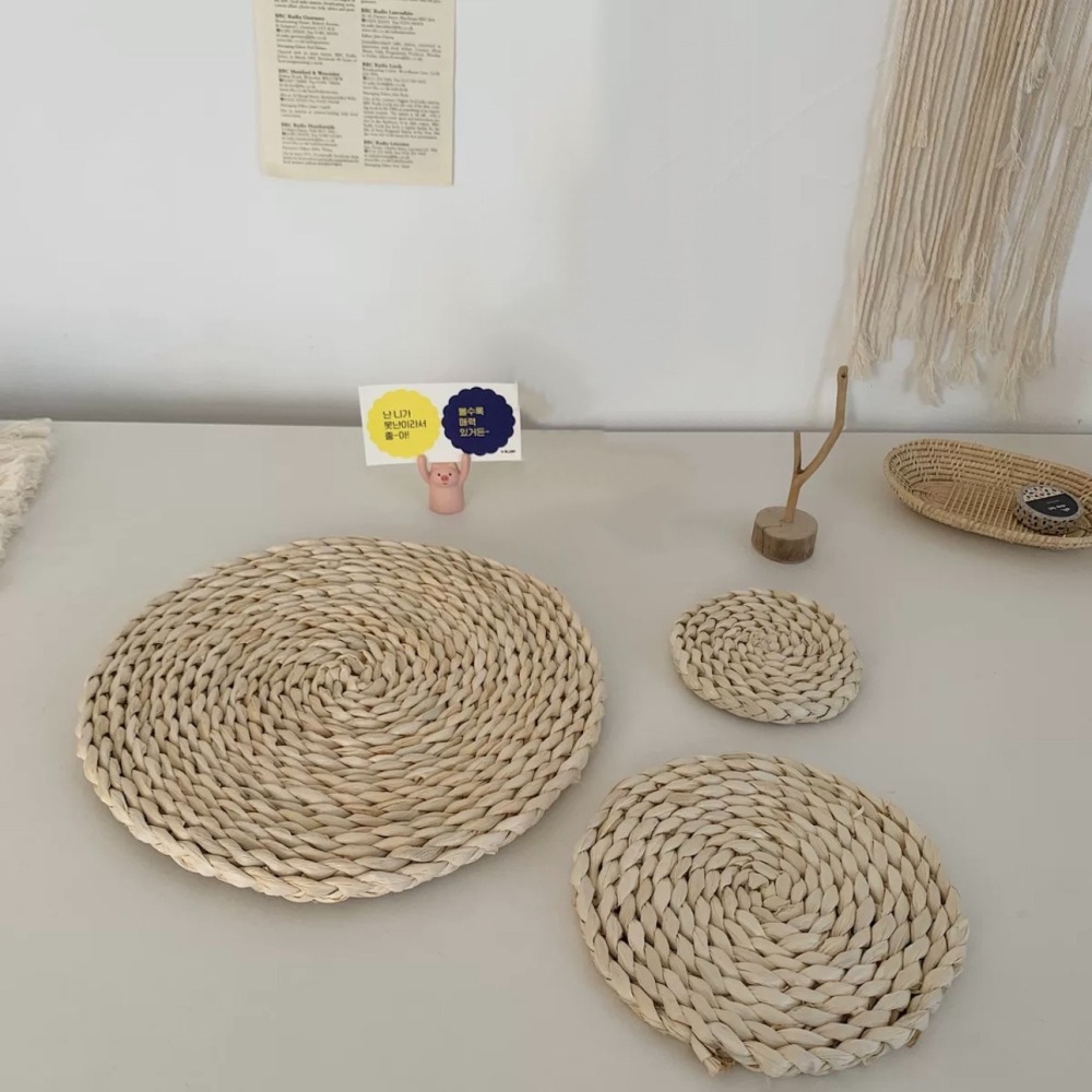 〔預購〕奶白色草編墊組合（多款）擺拍配件-細節圖2