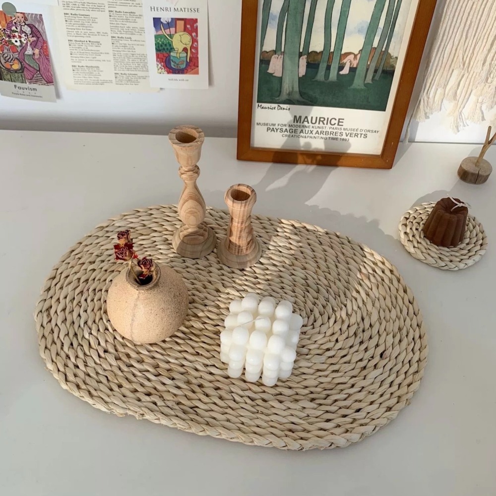 〔預購〕奶白色草編墊組合（多款）擺拍配件-細節圖3