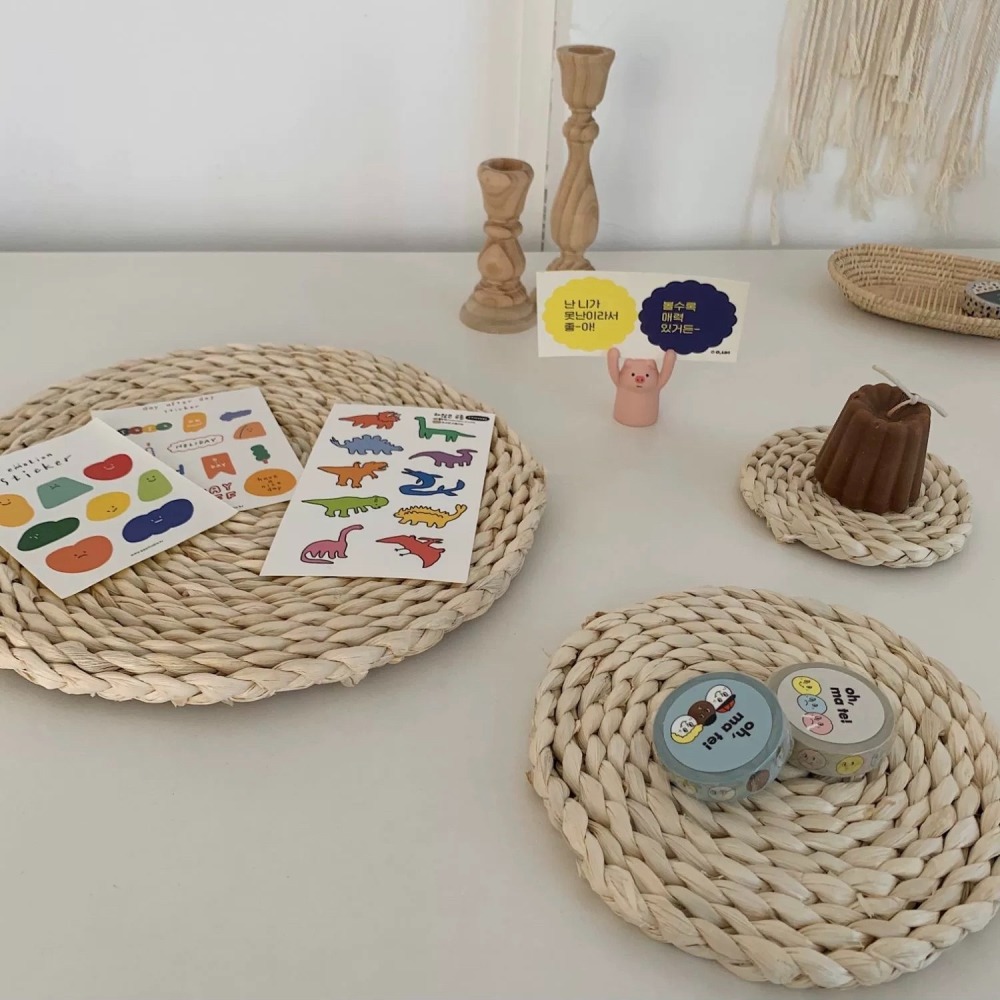 〔預購〕奶白色草編墊組合（多款）擺拍配件-細節圖4