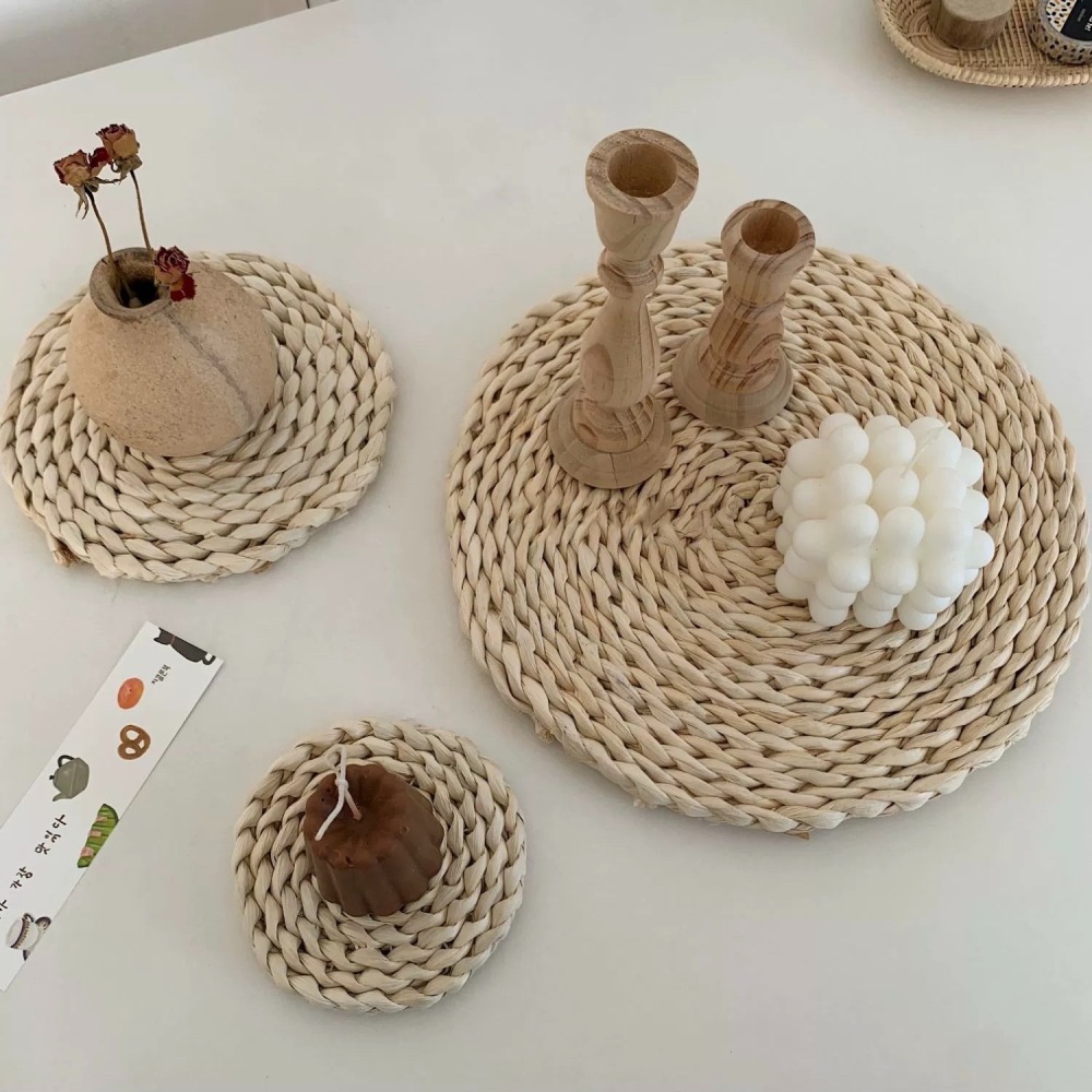 〔預購〕奶白色草編墊組合（多款）擺拍配件-細節圖7