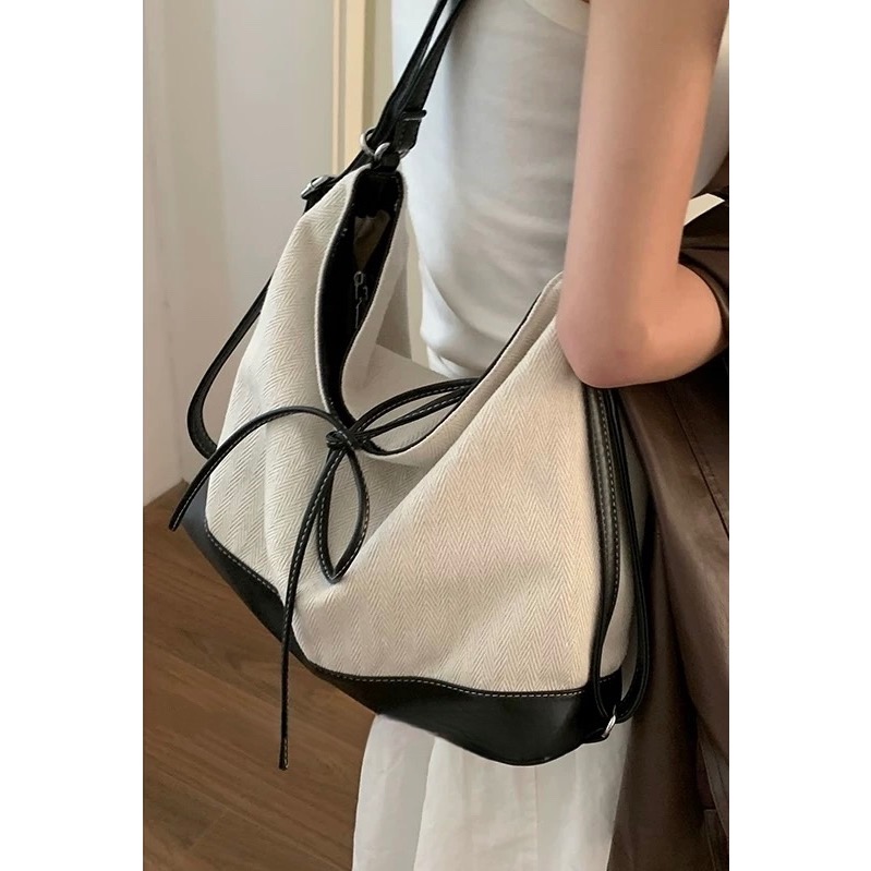 〔預購〕日常拼接綁帶托特包 多背法 後背包 肩背包 側背包 斜背包 大容量 一包三背 一包多用-細節圖4