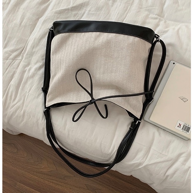 〔預購〕日常拼接綁帶托特包 多背法 後背包 肩背包 側背包 斜背包 大容量 一包三背 一包多用-細節圖10