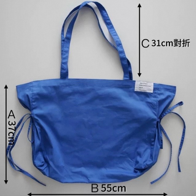 〔預購〕日系純棉質環保袋（白/藍）購物袋 單肩包 布包 大容量 文青-細節圖9