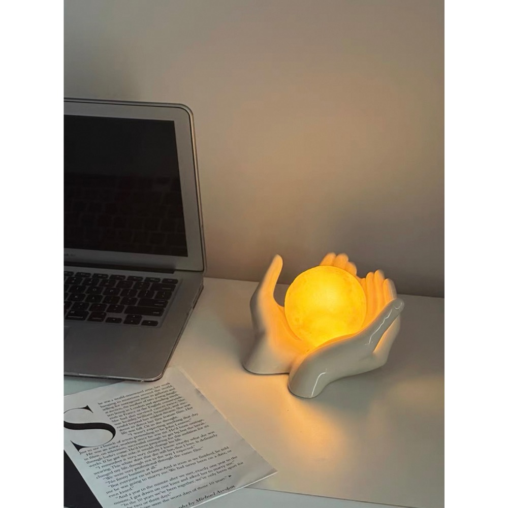 〔預購〕手捧化妝鏡（送燈球）掌上明珠 陶瓷 玻璃 送禮 入厝禮 送禮推薦 創意 居家擺飾 多用途-細節圖2