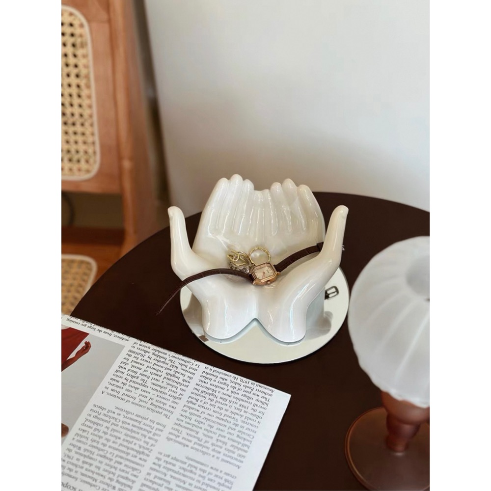 〔預購〕手捧化妝鏡（送燈球）掌上明珠 陶瓷 玻璃 送禮 入厝禮 送禮推薦 創意 居家擺飾 多用途-細節圖5