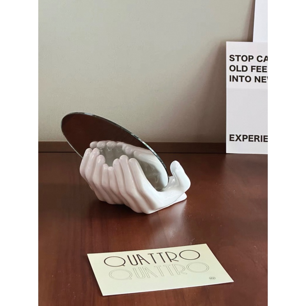 〔預購〕手捧化妝鏡（送燈球）掌上明珠 陶瓷 玻璃 送禮 入厝禮 送禮推薦 創意 居家擺飾 多用途-細節圖6