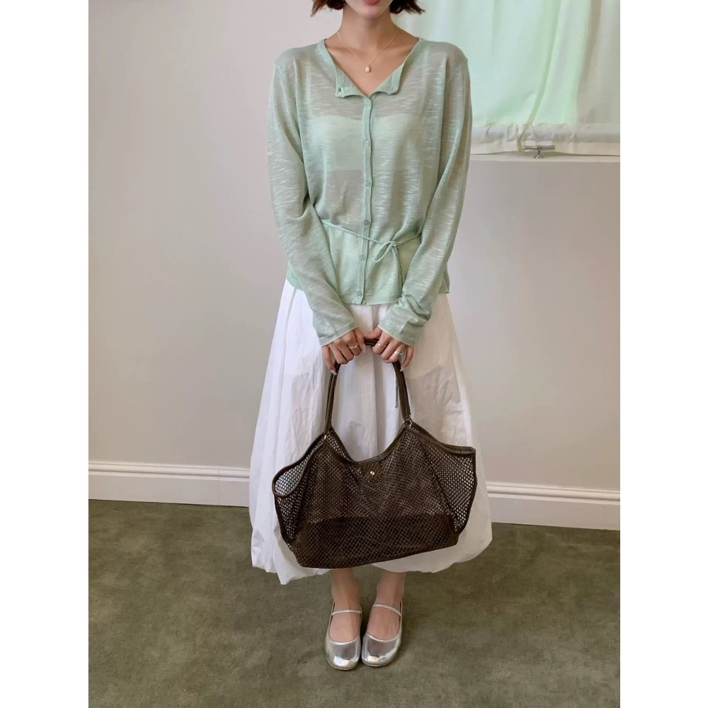 〔預購〕歐美夏日度假風鏤空沙灘大容量托特包(咖/綠/黑) 度假風 手提包 肩背包 腋下包 休閒-細節圖3