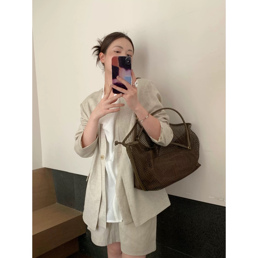 〔預購〕歐美夏日度假風鏤空沙灘大容量托特包(咖/綠/黑) 度假風 手提包 肩背包 腋下包 休閒-細節圖4