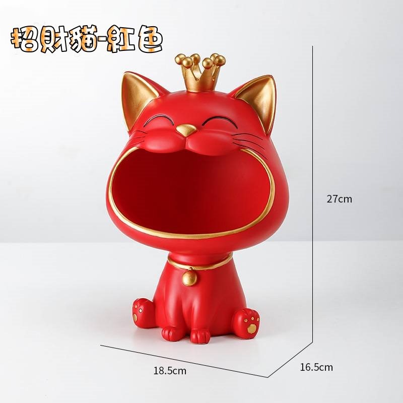 ✨出清價✨招財貓 音樂大嘴貓 北歐招財貓擺件 玄關鑰匙收納盒 鑰匙收納 交換禮物-細節圖7