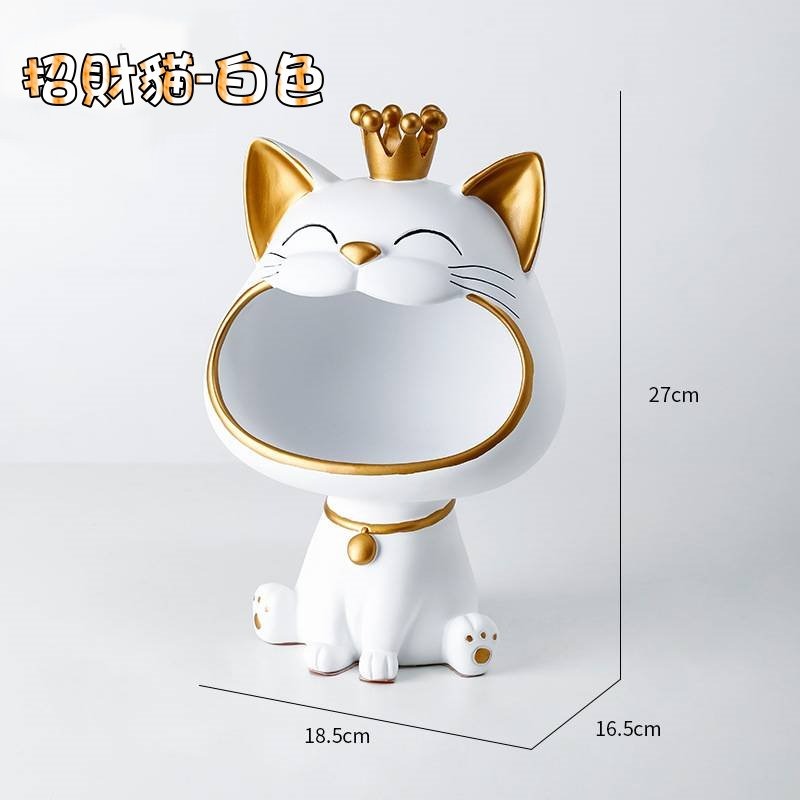 ✨出清價✨招財貓 音樂大嘴貓 北歐招財貓擺件 玄關鑰匙收納盒 鑰匙收納 交換禮物-細節圖8