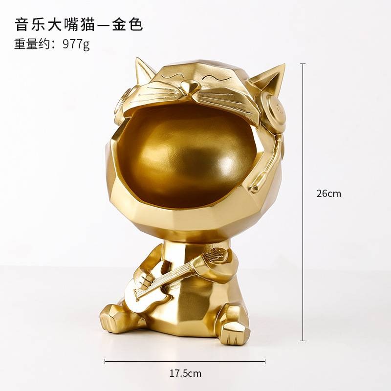 ✨出清價✨招財貓 音樂大嘴貓 北歐招財貓擺件 玄關鑰匙收納盒 鑰匙收納 交換禮物-細節圖10