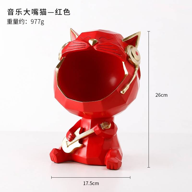 ✨出清價✨招財貓 音樂大嘴貓 北歐招財貓擺件 玄關鑰匙收納盒 鑰匙收納 交換禮物-細節圖11