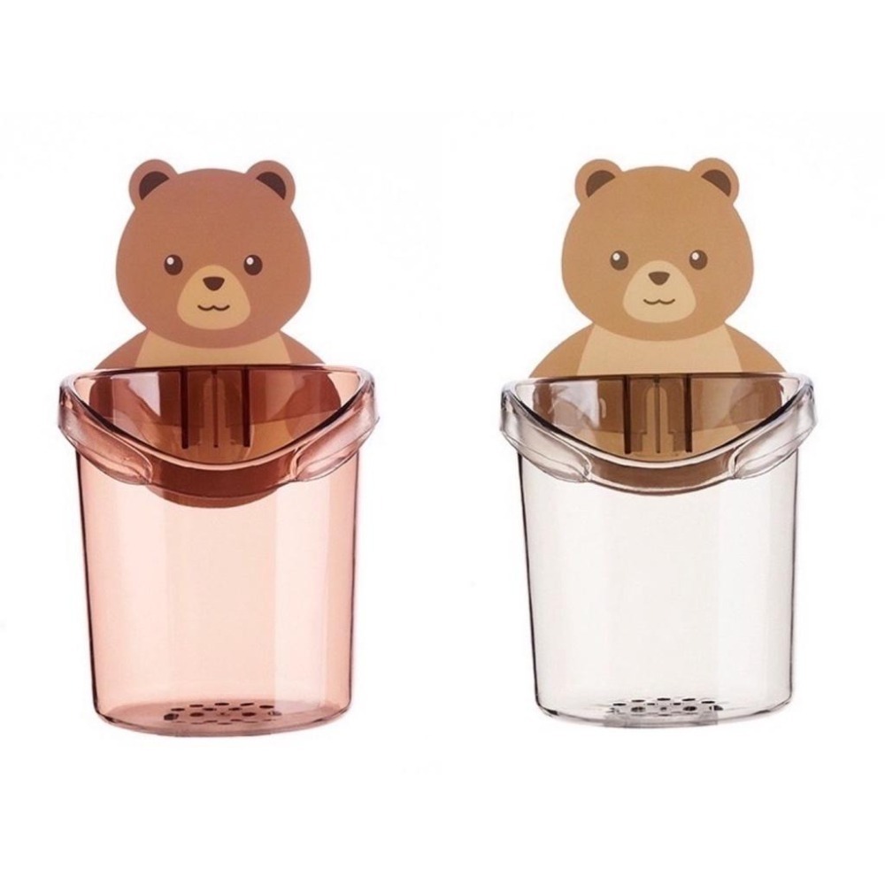 艾比百貨》免打孔✨ 小熊置物杯 小熊置物架 小熊牙刷杯 小熊牙刷架 置物杯 置物架 牙刷杯 牙刷架 收納架 收納杯-細節圖2