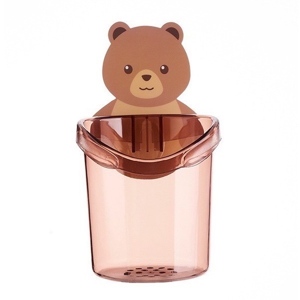 艾比百貨》免打孔✨ 小熊置物杯 小熊置物架 小熊牙刷杯 小熊牙刷架 置物杯 置物架 牙刷杯 牙刷架 收納架 收納杯-規格圖9