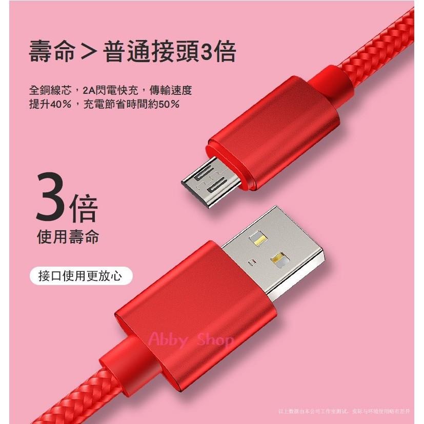 艾比百貨》銅芯編織（１米）充電線 2A快充提速 蘋果 安卓 iPhone Micro Type-C 充電線 快充（１米）-細節圖3