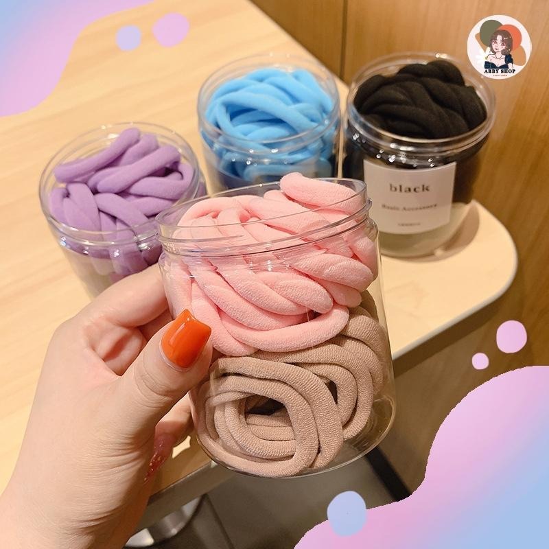 艾比百貨》糖果彩色髮圈 50入罐裝 高彈力素色髮圈韓系髮圈 高彈力 綁頭髮 綁馬尾 橡皮圈 橡皮筋 髮圈 髮帶-細節圖3