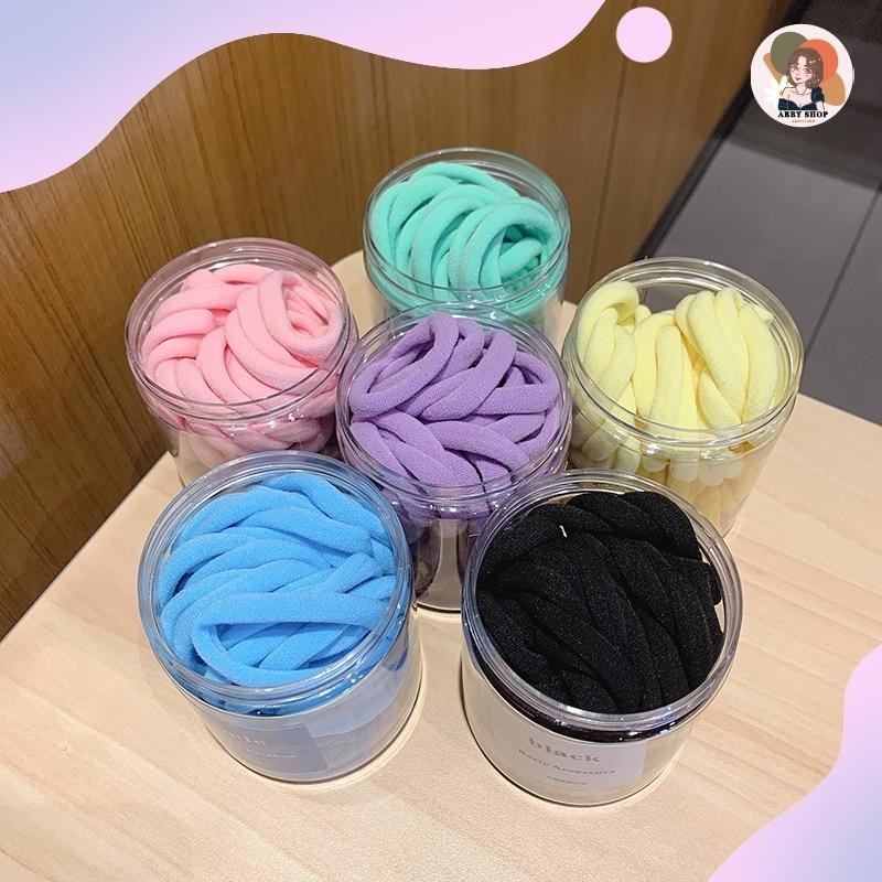 艾比百貨》糖果彩色髮圈 50入罐裝 高彈力素色髮圈韓系髮圈 高彈力 綁頭髮 綁馬尾 橡皮圈 橡皮筋 髮圈 髮帶-細節圖9