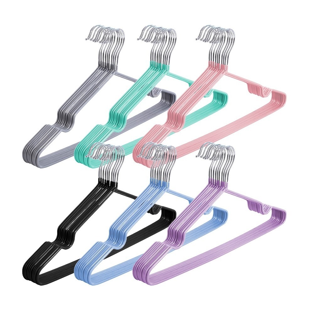 艾比百貨》✨ 繽紛防滑衣架 (10支入) 乾溼兩用 防滑浸膠衣架 成人衣架 防滑衣架 衣架-細節圖2
